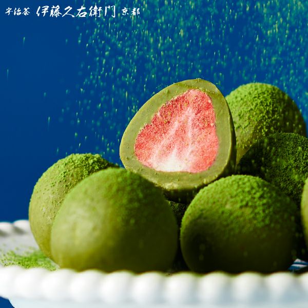 宇治抹茶いちごチョコレートトリュフ お茶苺さん 70g § ストロベリーチョコ 苺 トリュフ とりゅふ イチゴ おちゃめさん 090236  095356 | 伊藤久右衛門 公式オンラインショップ